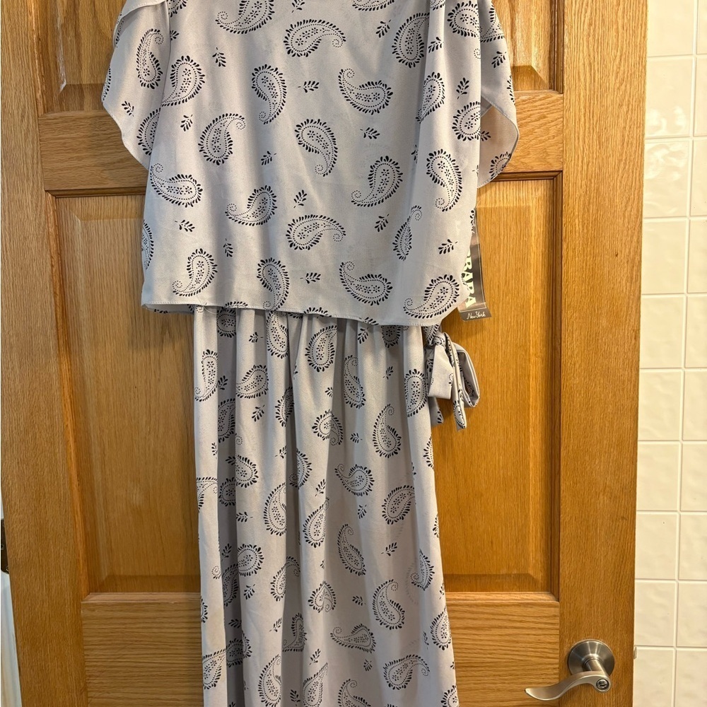 Vtg 80’s Women’s Size 18 Blouson Dress Lucky Barbara Paisley Floral Gray NWT USA - Picture 2 of 6